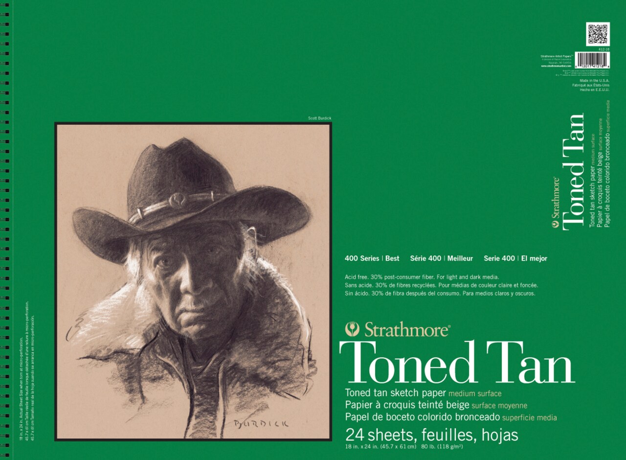 Strathmore 400 Series Toned Tan Drawing Pad, 18 x 24 Inches, 80 Pound, 24 Sheets